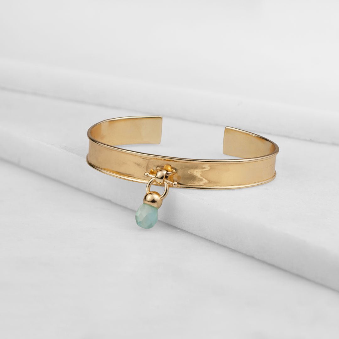 Brioette - Aqua Chalcedony Horse Bit Equestrian Earring in Gold