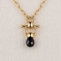 Brioletrte - Black Onyx Equestrian Horse Bit Necklace in Gold