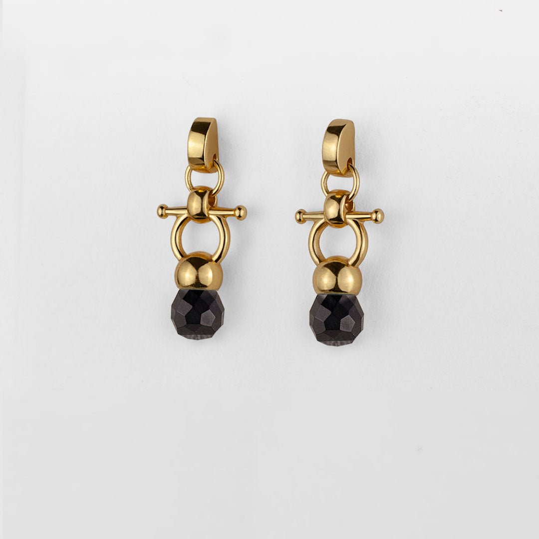 Brioletrte - Black Onyx Equestrian Horse Bit Necklace in Gold