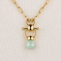 Briolette - Aqua Chalcedony Equestrian Horse Bit Necklace in Gold