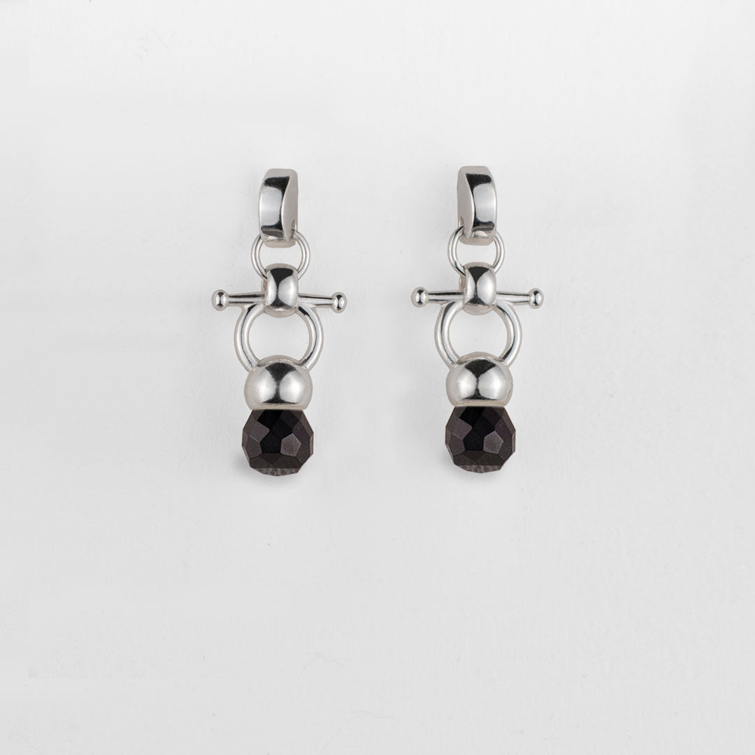 Briolette - Black Onyx Equestrian Horse Bit Necklace in Silver