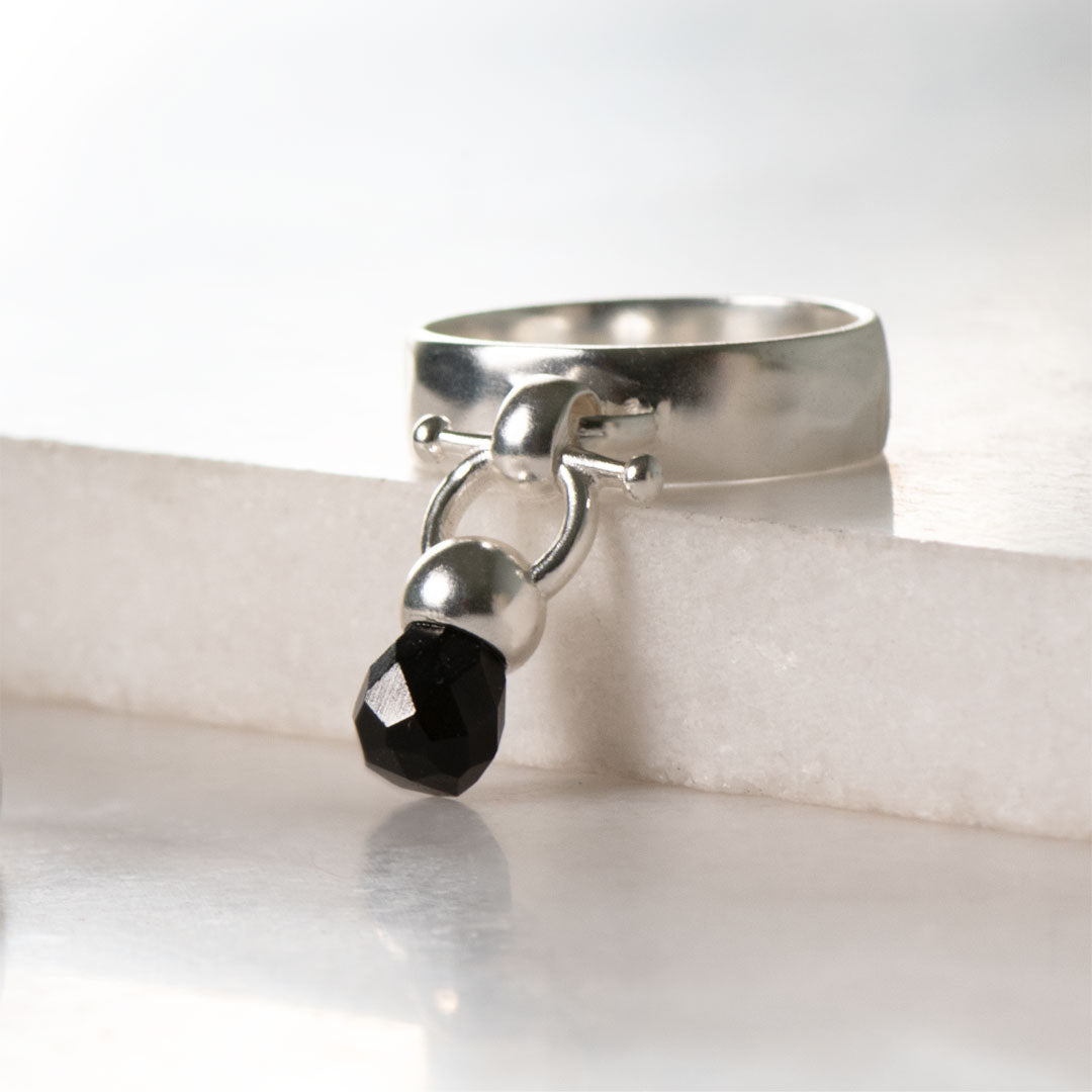 Briolette - Black Onyx Equestrian Horse Bit Necklace in Silver