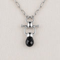 Briolette - Black Onyx Equestrian Horse Bit Necklace in Silver