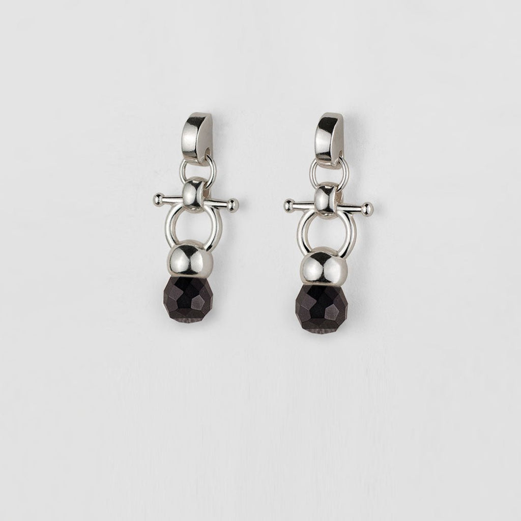 Briolette - Black Onyx Equestrian Horse Bit Necklace in Silver