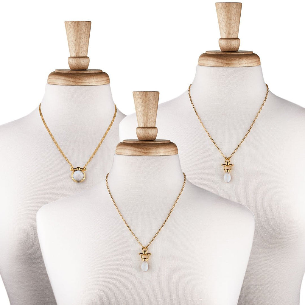 Briolette - Moonstone Equestrian Horse Bit Necklace in Gold