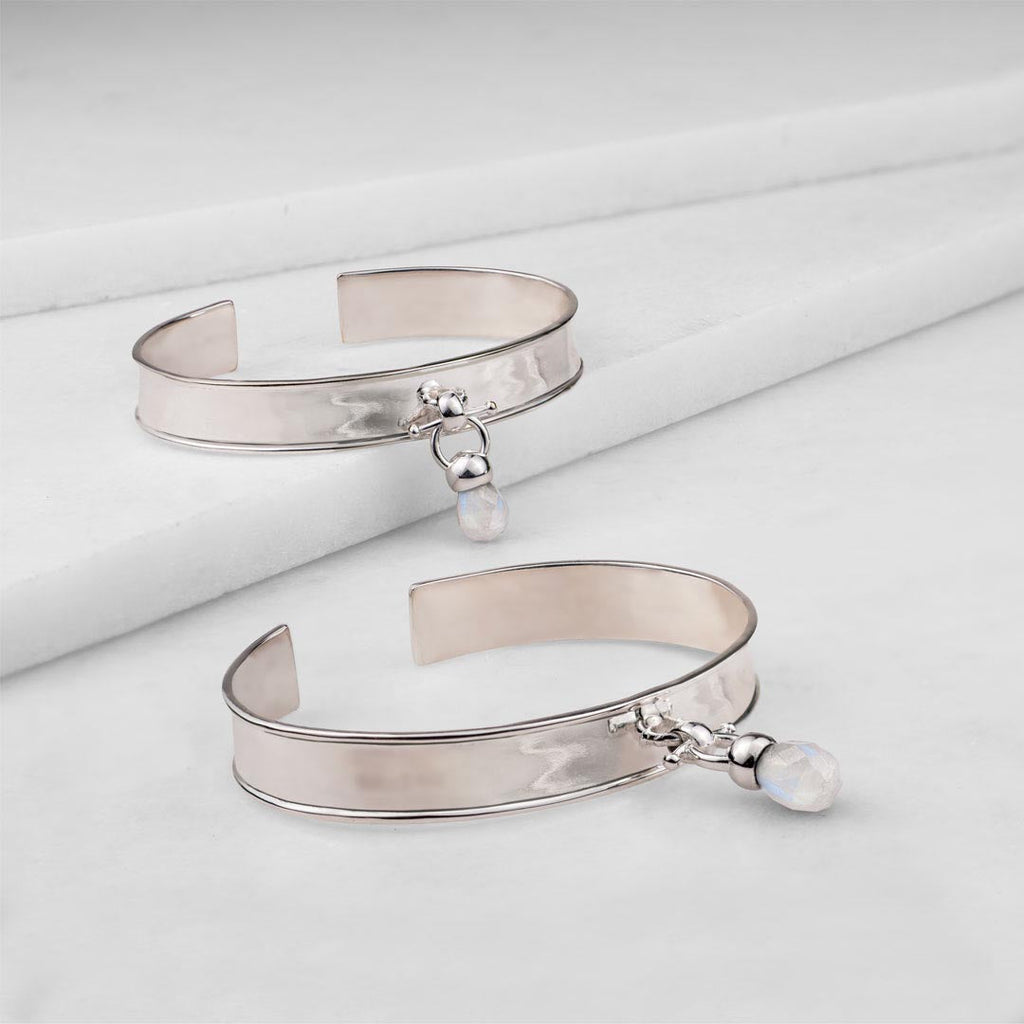 Droplette - Moonstone Horse Bit Equestrian Earring in Silver