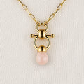 Briolette - Rose Quartz Equestrian Horse Bit Necklace in Gold