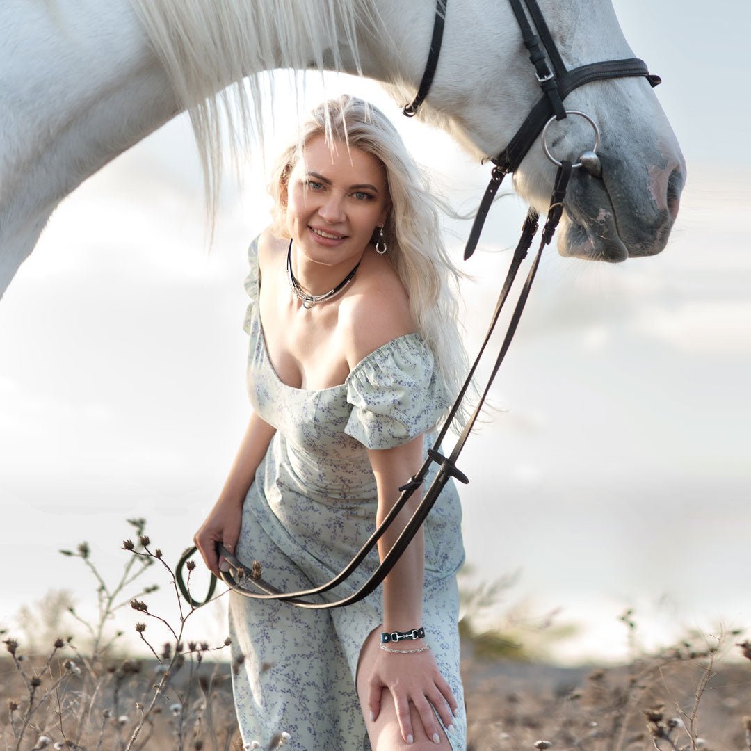 Bronson - Equestrian Leather Horse Bit Bracelet in Gold