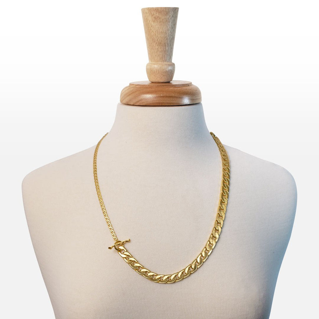 Cadence - Convertible Equestrian Curb Chain T-Bar Necklace in Gold