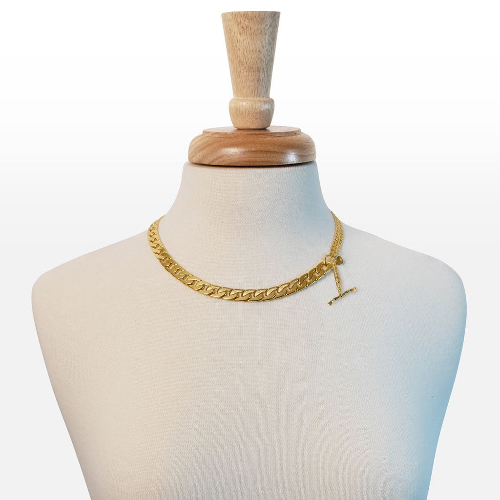 Cadence Equestrian Bracelet - Wide Gold Curb Chain Cuff