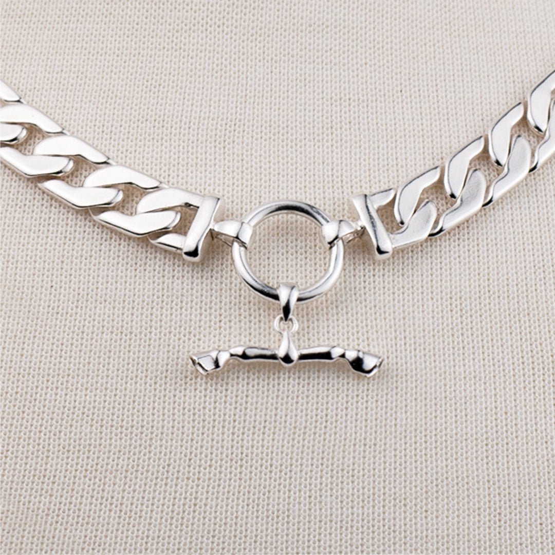 Cadence Equestrian Bracelet  - Wide Silver Curb Chain Cuff
