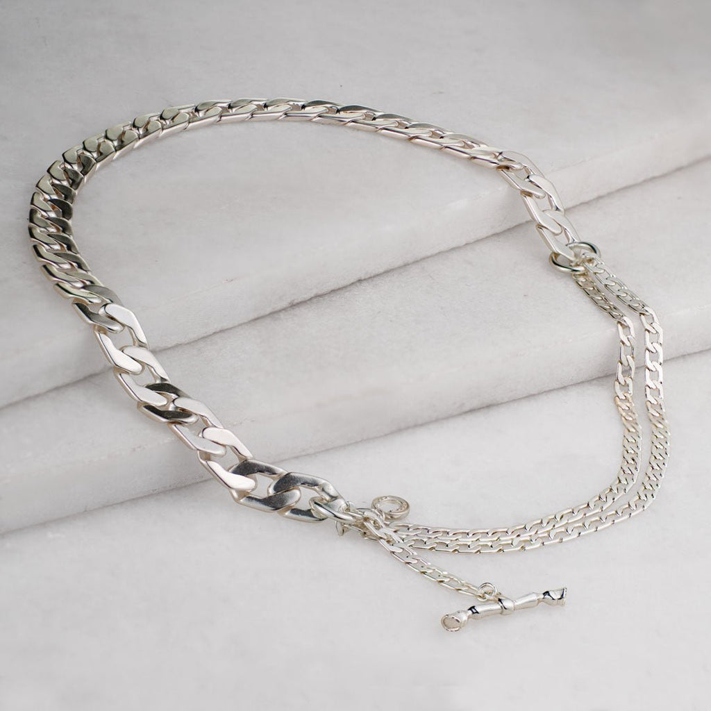 Cadence Equestrian Bracelet  - Wide Silver Curb Chain Cuff