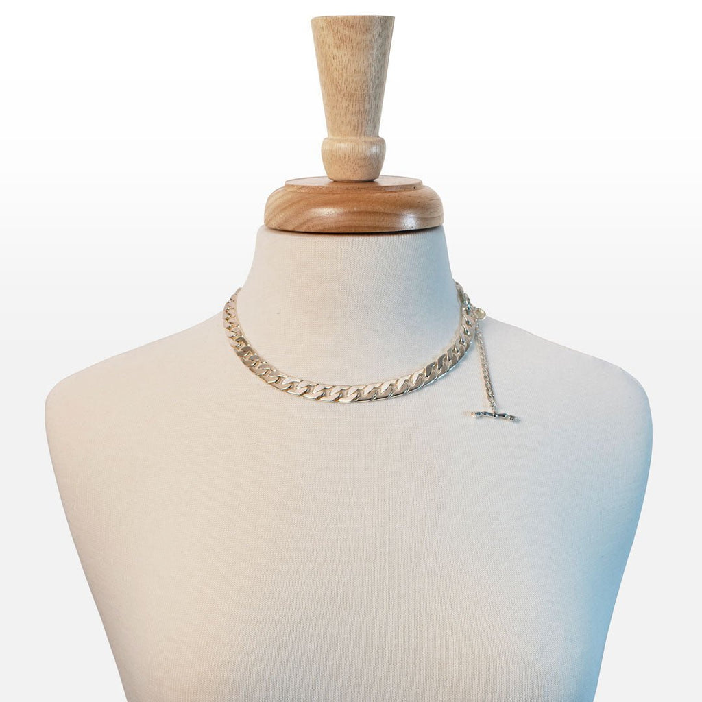 Cadence Equestrian Bracelet  - Wide Silver Curb Chain Cuff