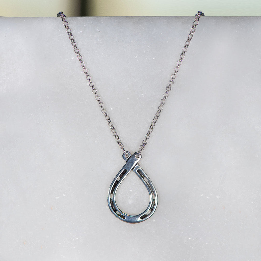 Cali - Equestrian Horseshoe Loop Necklace in Silver