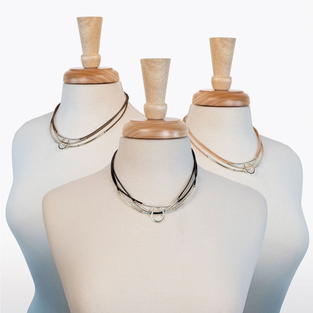 Calista - Equestrian Horseshoe Necklace on Natural Leather