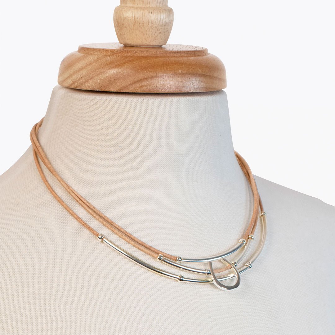 Calista - Equestrian Horseshoe Necklace on Natural Leather