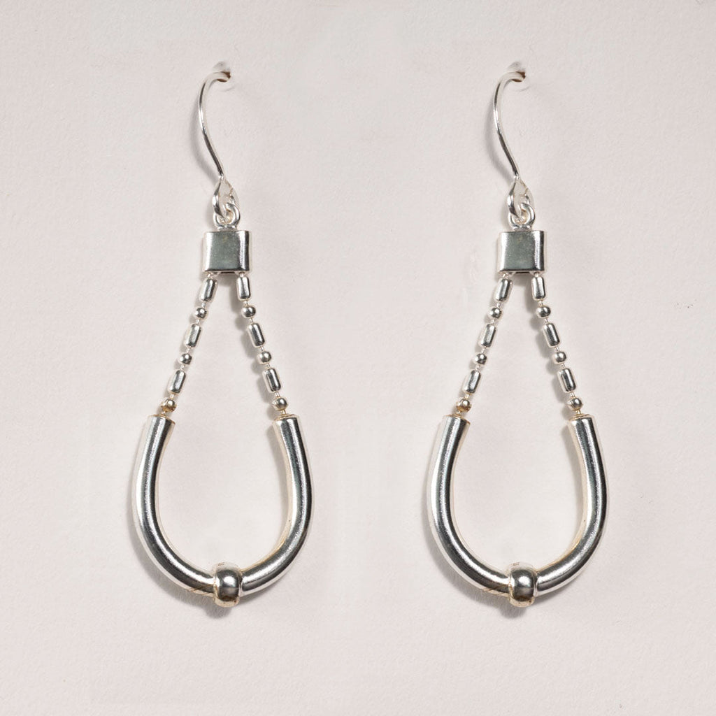 Calista - Sterling Silver Bosal Horseshoe Earring on Beaded Chain