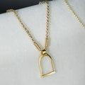 Camden - Handcast Stirrup Pendant in 14K Gold Vermeil w/Rolo Chain Stirrup Necklace