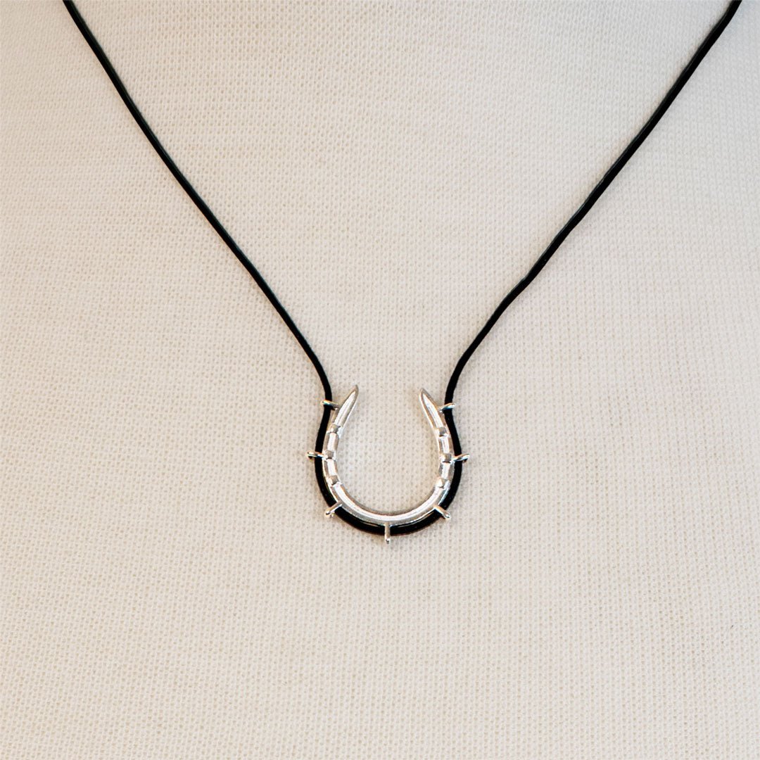 Canteen - Equestrian Horseshoe Necklace in Black & Silver