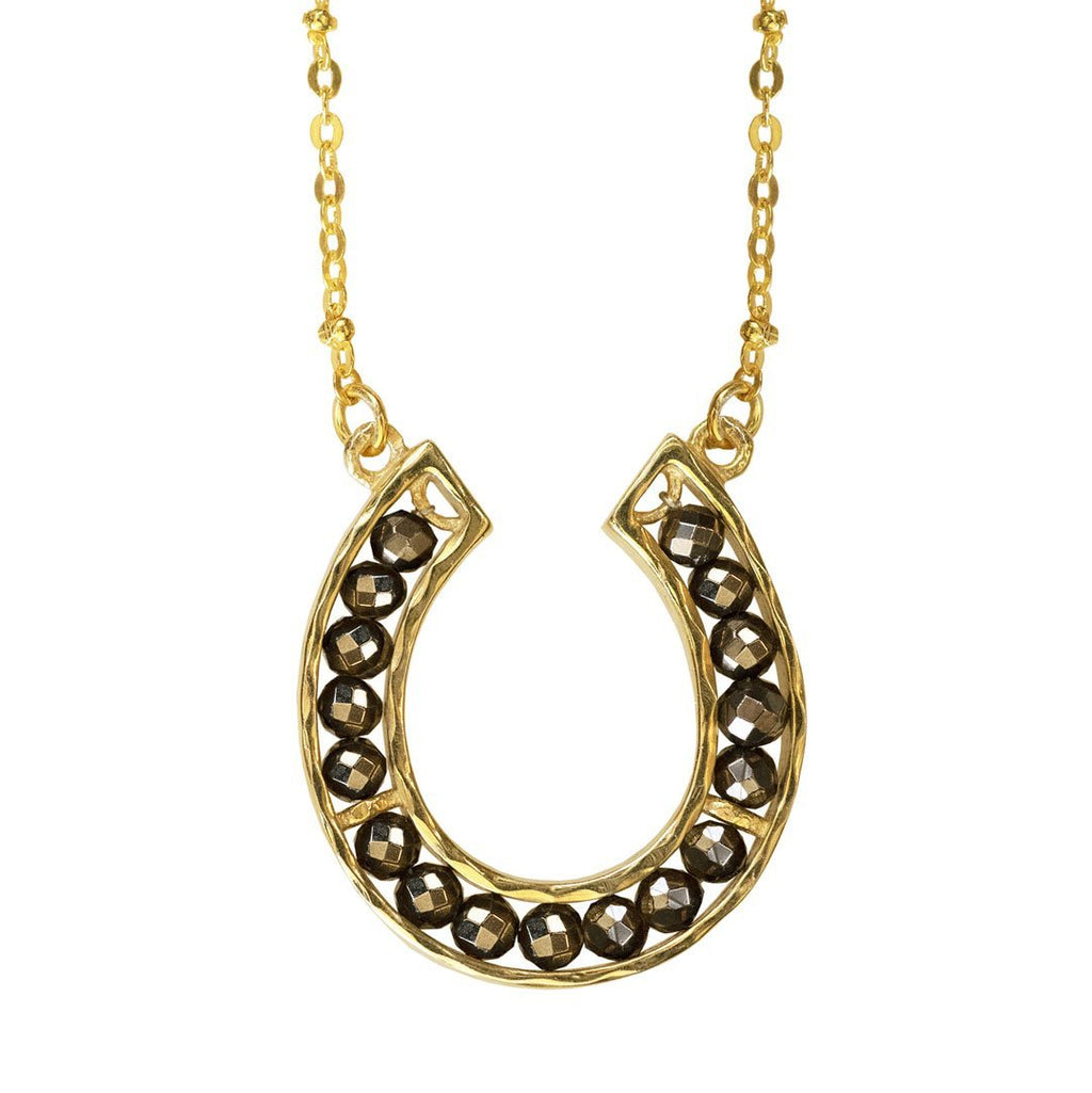 Capriole - Pyrite Equestrian Horseshoe Necklace in Gold
