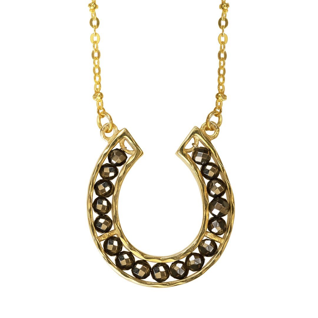 Capriole - Pyrite Equestrian Horseshoe Necklace in Gold