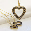 Capriole - Pyrite Equestrian Heart Necklace in Gold - Large