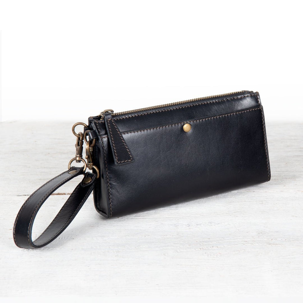 Caravel Wristlet Clutch - Luxury Leather Handbag in Black