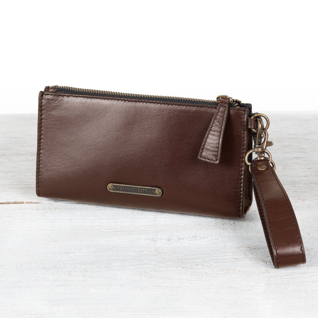 Caravel Wristlet Clutch - Luxury Leather Handbag in Deep Brown