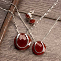 Carnelian - Horseshoe and Sterling Silver Rolo Chain Pendant Necklace