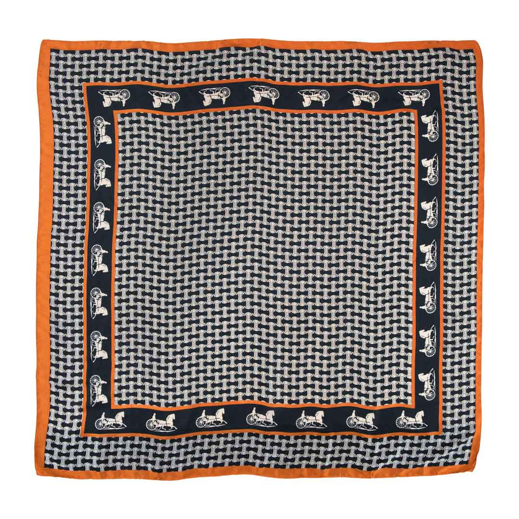 Carriage - Stylized Equestrian Scarf in Tangerine and Black