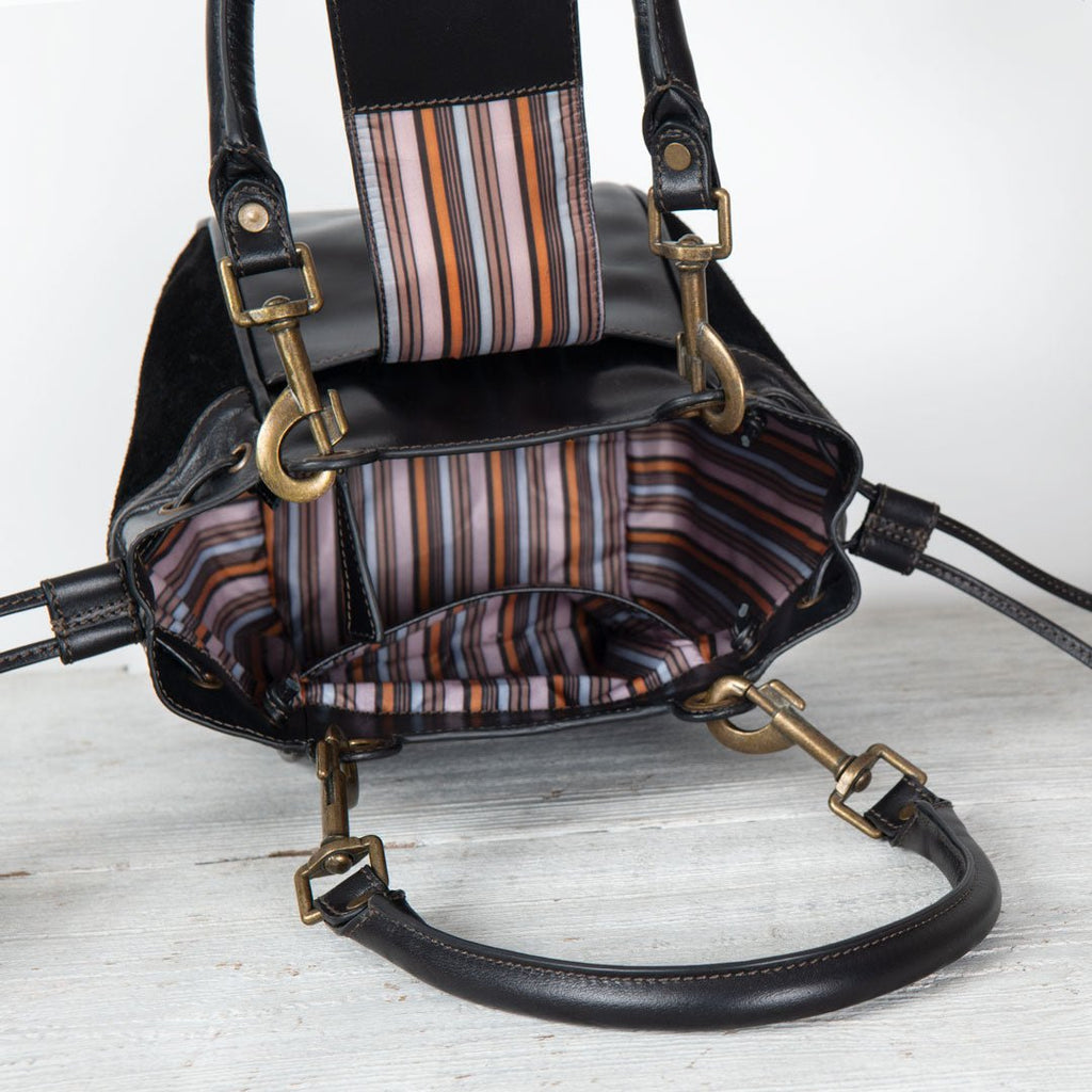 Cassidy - Luxury Leather Bucket Handbag in Black