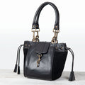 Cassidy - Luxury Leather Bucket Handbag in Black