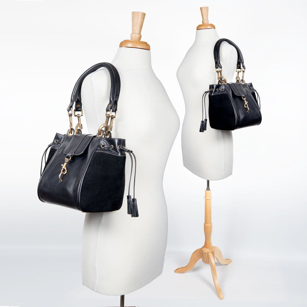 Cassidy - Luxury Leather Bucket Handbag in Black