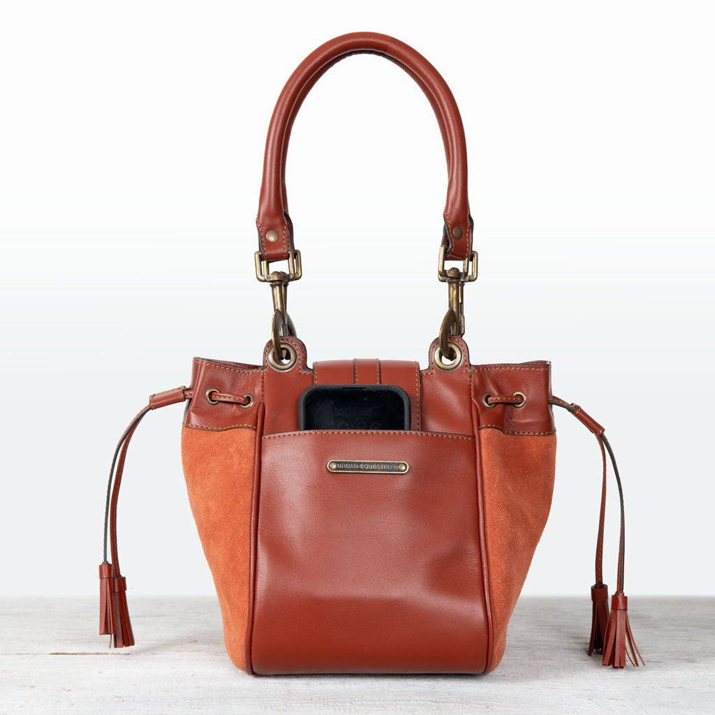 Cassidy - Luxury Leather Bucket Handbag in Cognac