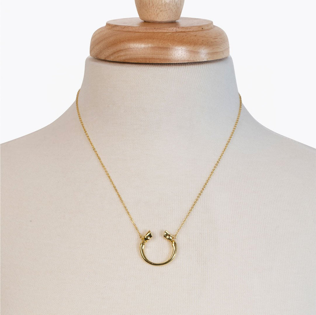 Cavallo - Horseshoe Equestrian Necklace in Gold