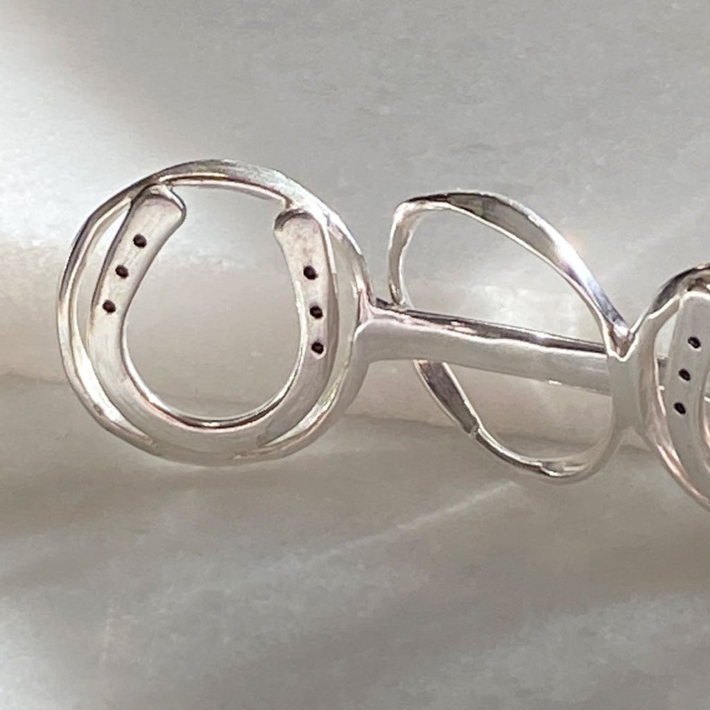Handcast Horseshoe and Sterling Silver on Brass Center Ring Bun Cover