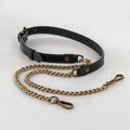 Vanity Strap - Curb Chain in Antique Brass and Black Leather