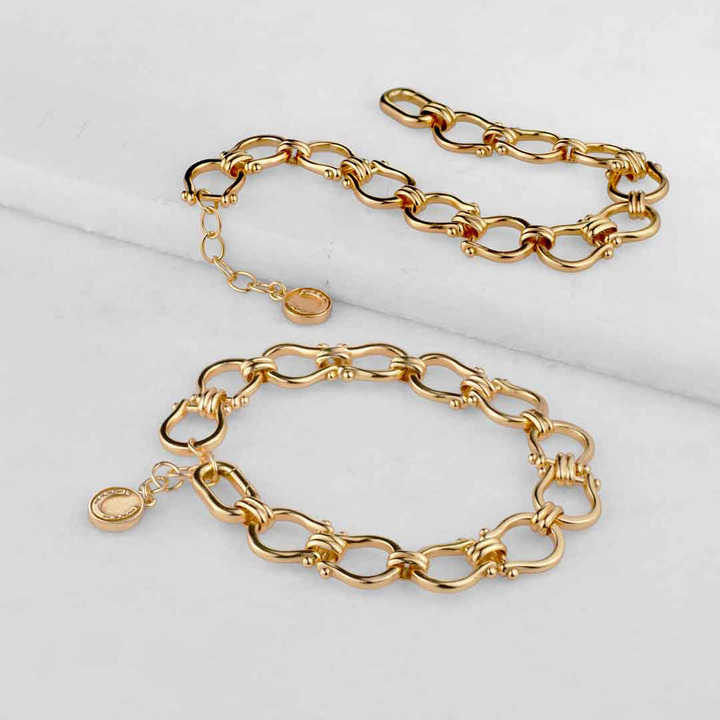 Chapelle - Horseshoe Link Equestrian Bracelet in Gold