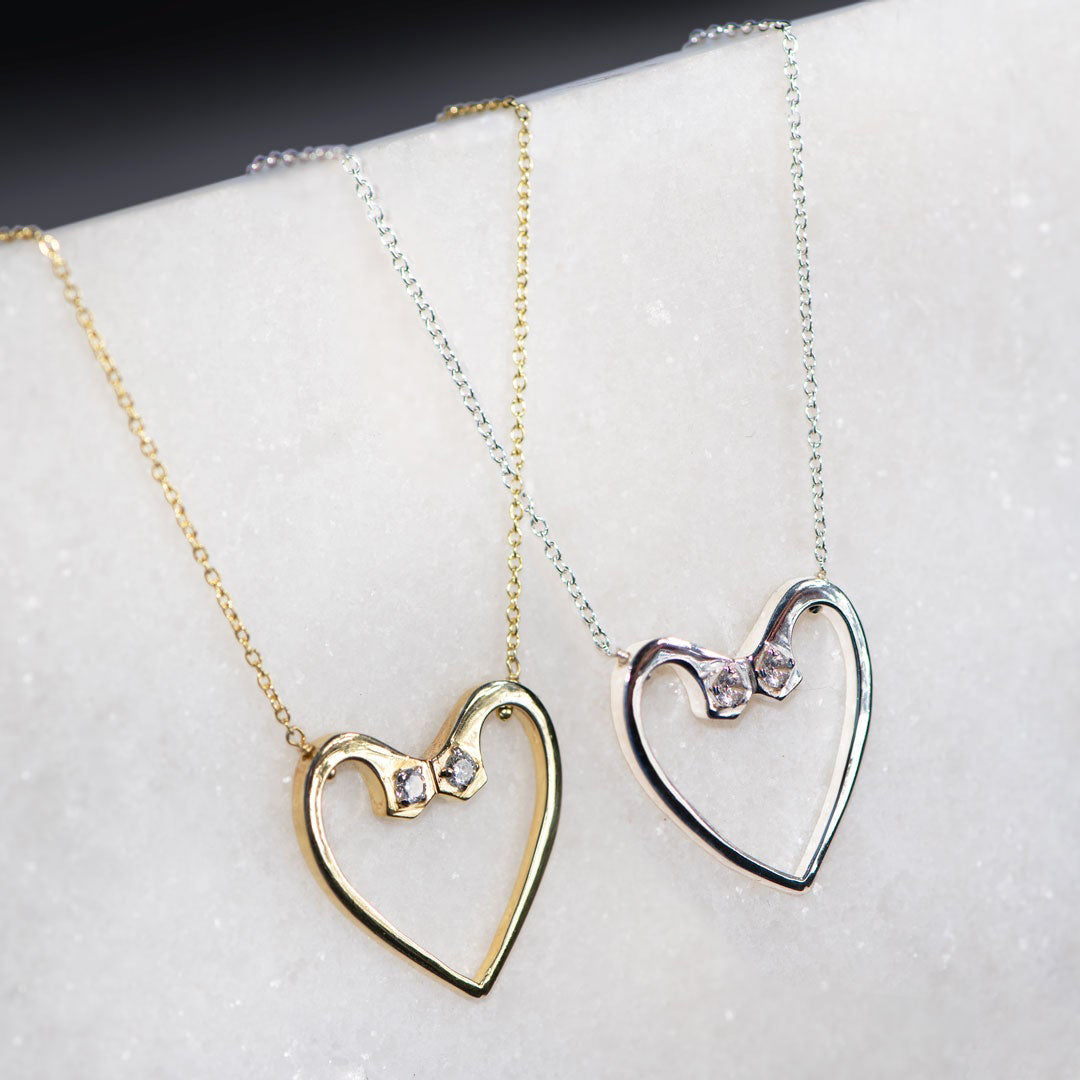 Charmed - Mossanite Equestrian Horseshoe Nail Head Necklace in Gold