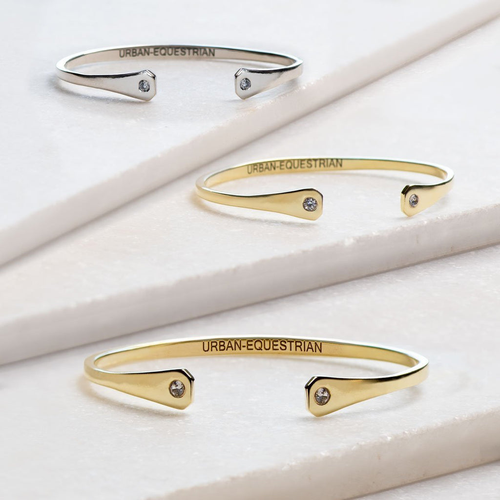 Charmed - Horseshoe Nail Moissanite Stone Bracelet in Silver