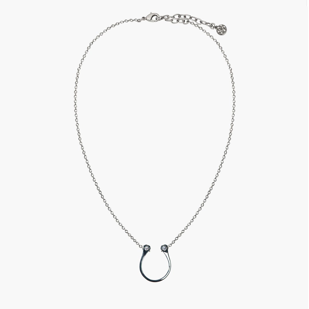 Charmed - Mossanite Equestrian Horseshoe Necklace in Silver