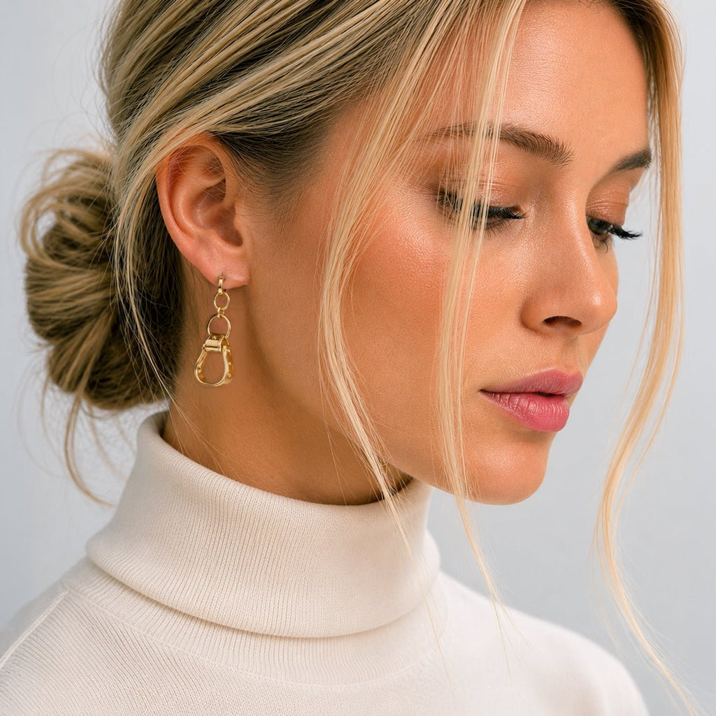 Cheyenne - Western Riding Stirrup Earring in Gold