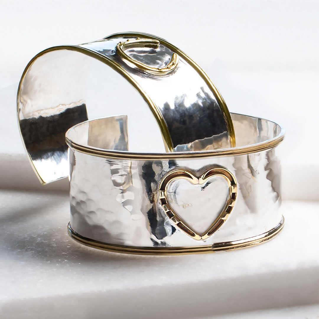 Cody - Horseshoe Heart Wrist Bracelet in Two Tone
