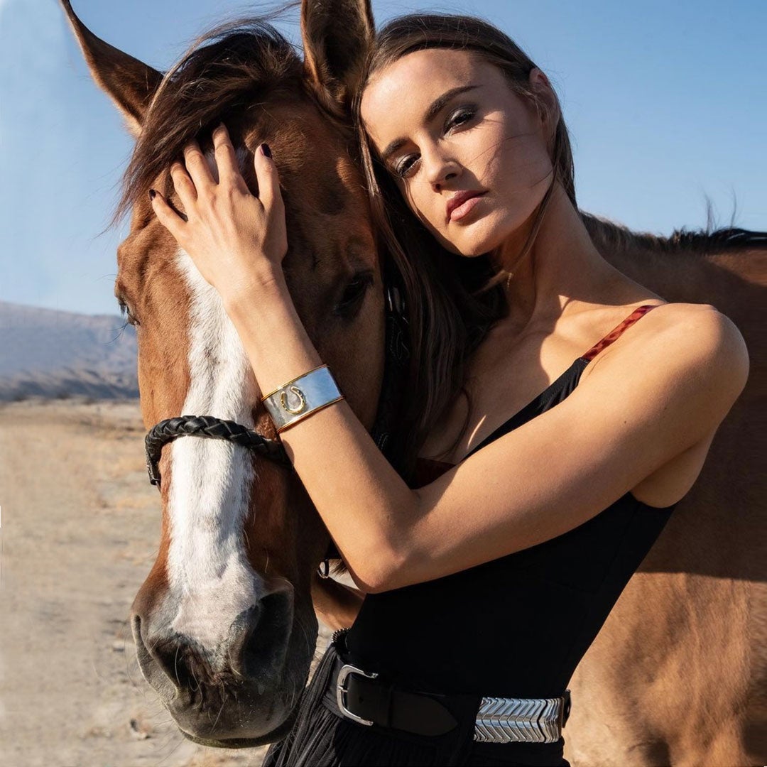 Cody - Horseshoe Heart Wrist Bracelet in Two Tone