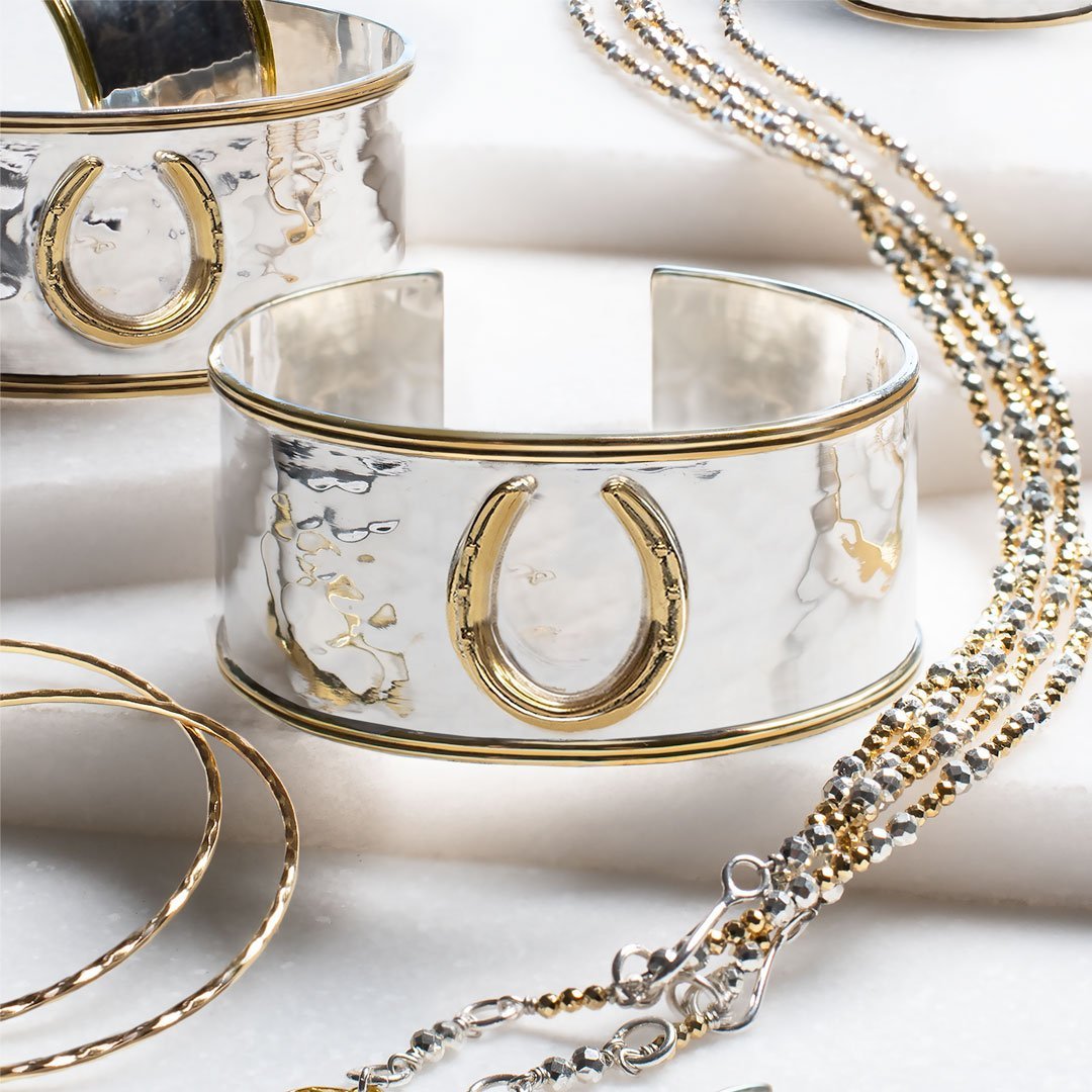 Cody - Horseshoe Wrist Cuff Bracelet in Two Tone