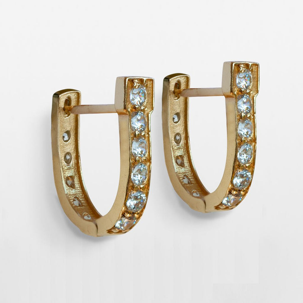 Colton - Diamond Cut Horseshoe Coin Earring in Gold