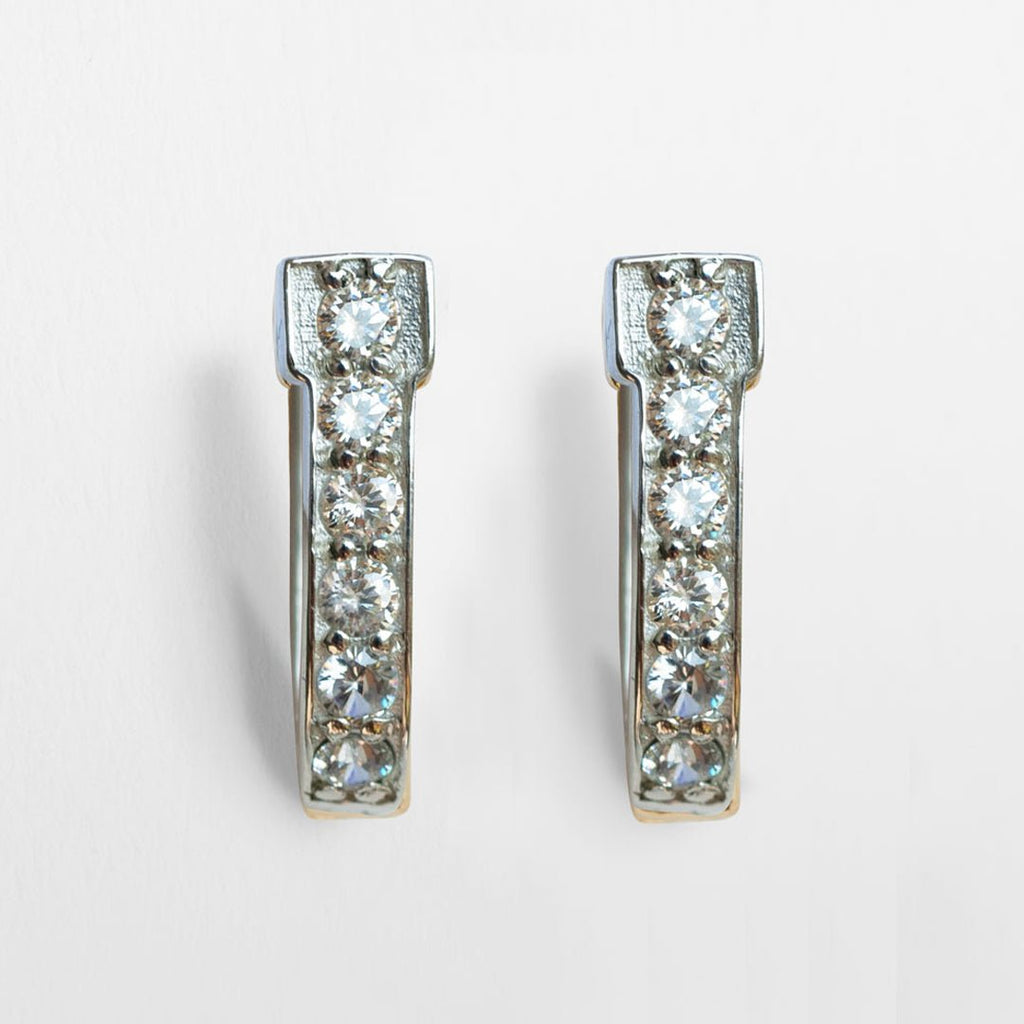 Colton - Diamond Cut Horseshoe Coin Earring in Silver