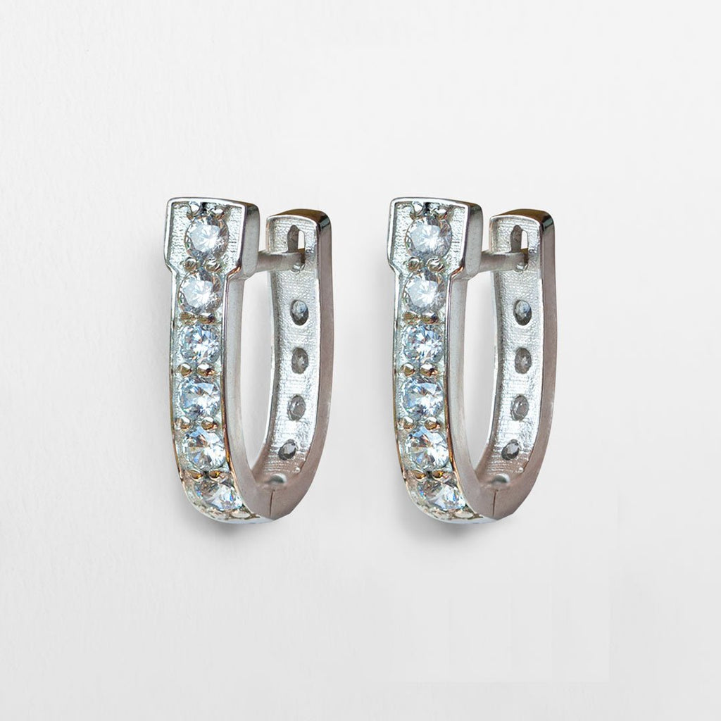 Colton - Diamond Cut Horseshoe Coin Earring in Silver