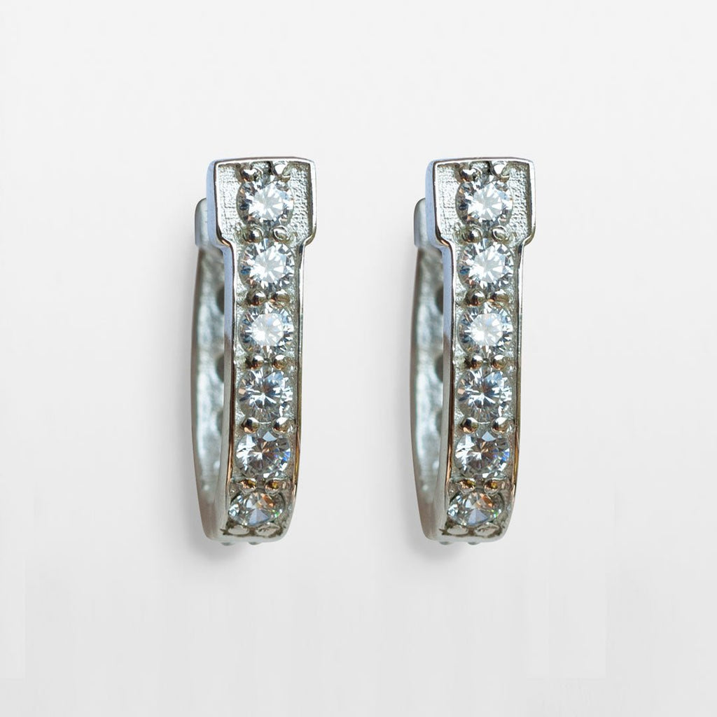 Colton - Diamond Cut Horseshoe Coin Earring in Silver