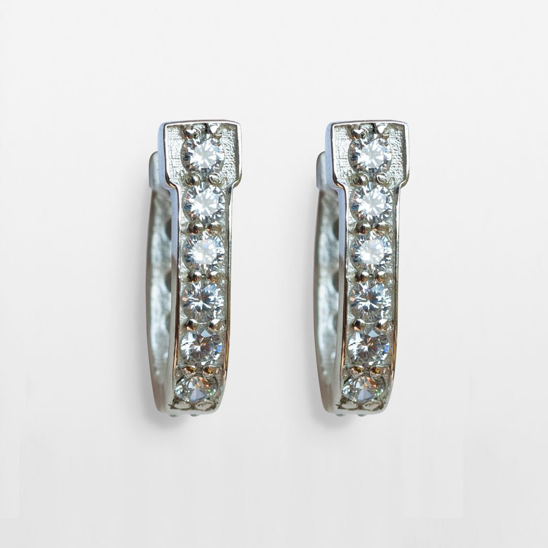Colton - Diamond Cut Horseshoe Coin Earring in Silver